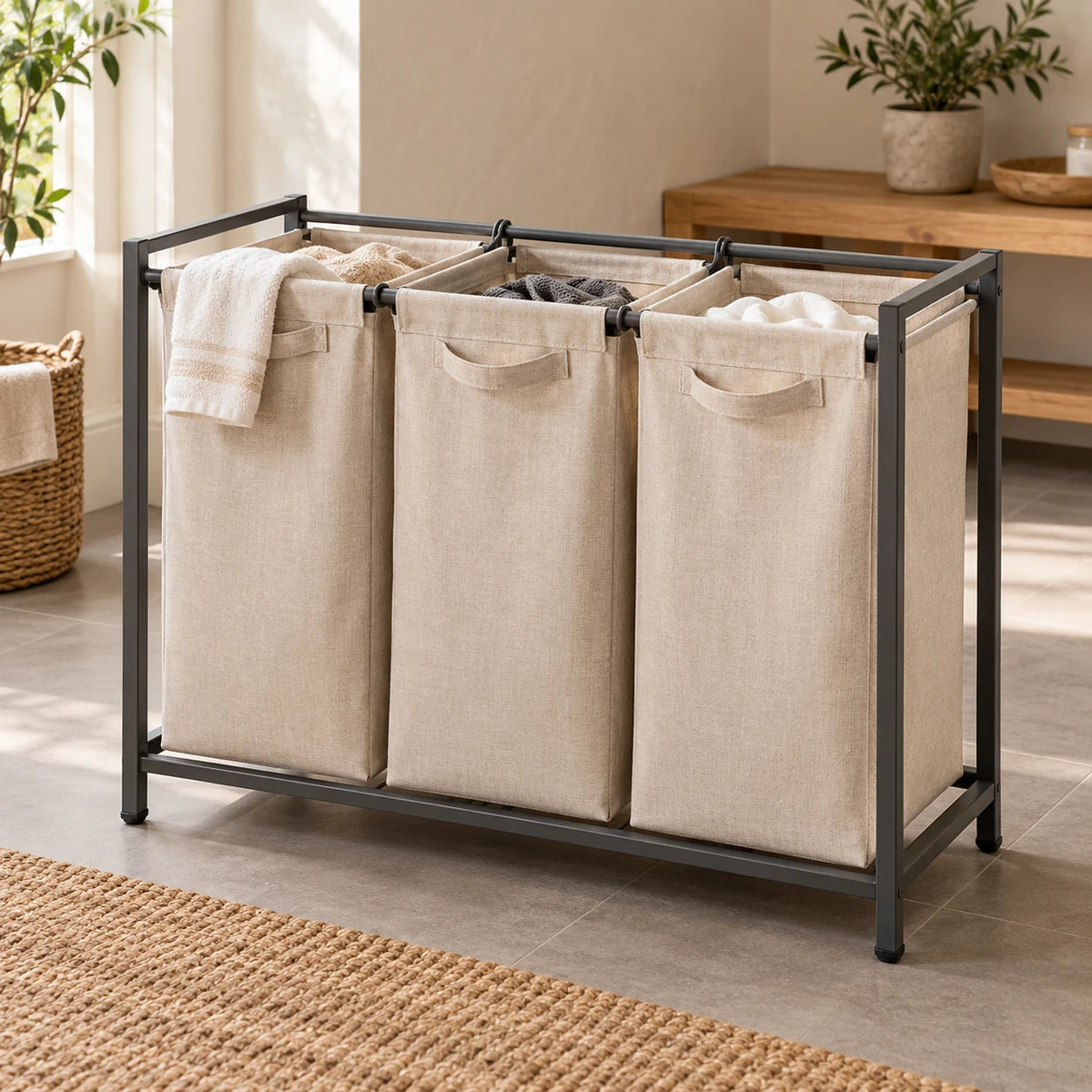 Three-Bag Laundry Sorting Station product visualization